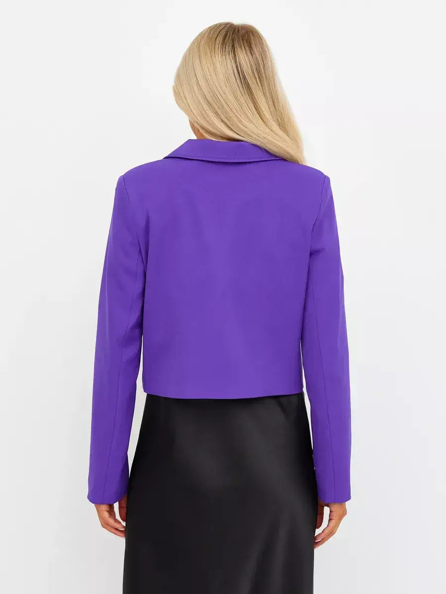 Violet Blazer by Lauven showcasing a chic cropped back view in bold purple color.