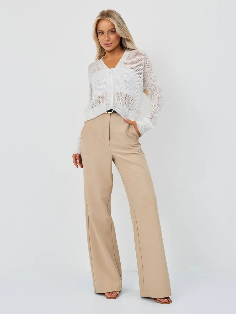 Luxe Cardigan by Lauven - Oversized mohair-blend knitwear in soft ivory with relaxed fit.