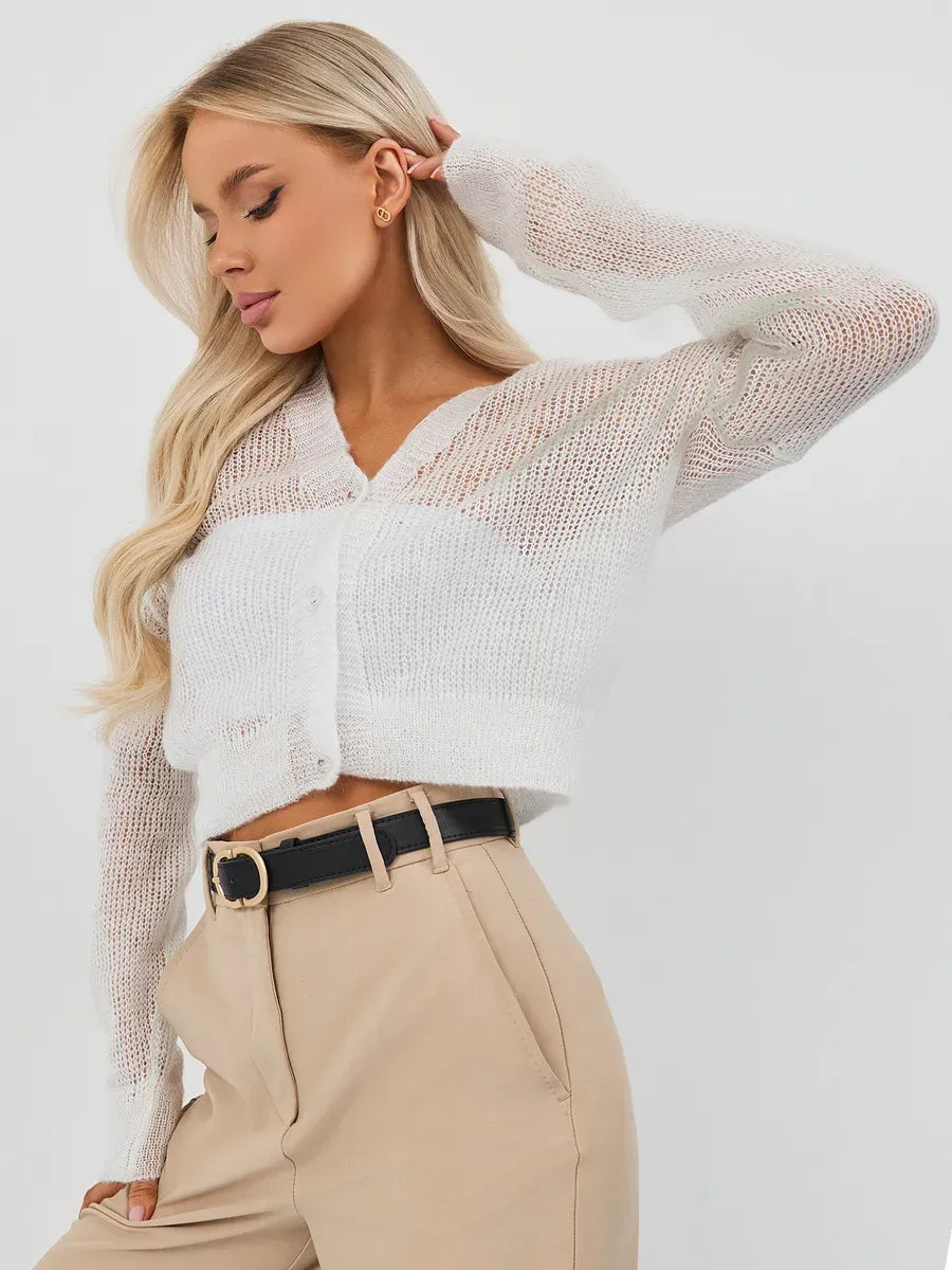 Luxe Cardigan by Lauven - Oversized Mohair-Blend Knitwear in Soft Ivory, Perfect for Chic, Comfortable Looks