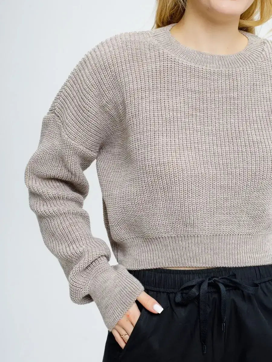 Mocha Pullover by Lauven, lightweight knit in soft coffee tone, perfect for versatile everyday styling.