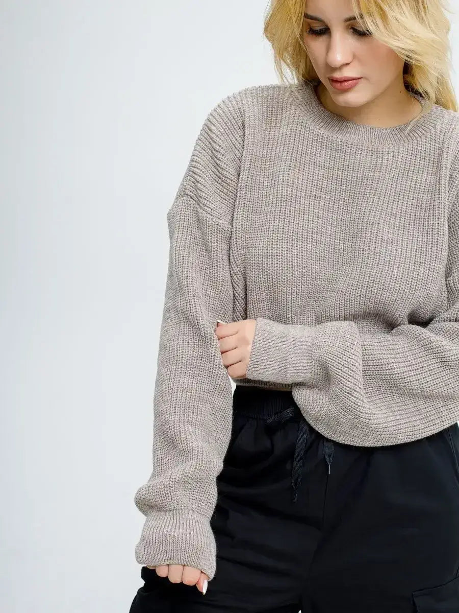 Mocha Pullover by Lauven, lightweight knit in soft coffee tone, perfect for everyday styling.