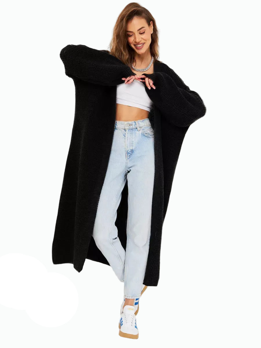 Onyx Cardigan by Lauven - Long oversized chunky knitwear for women, perfect for cool summer evenings.