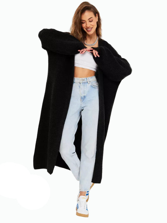 Onyx Cardigan by Lauven - Long oversized chunky knitwear for women, perfect for cool summer evenings.