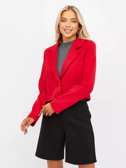 Ruby Blazer by Lauven - Cropped classic tailored red elegance for stylish women's outfits.