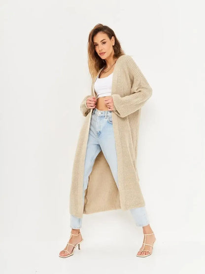 Sable Cardigan by Lauven, a long oversized knitwear coat perfect for autumn layering and casual style.