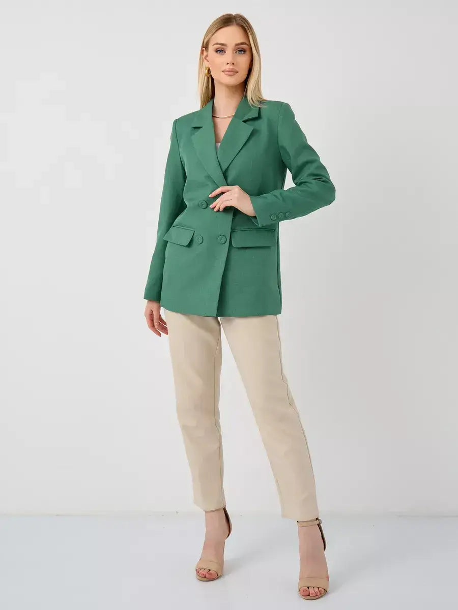 Verde Blazer by Lauven - oversized double-breasted green tailored jacket styled elegantly.